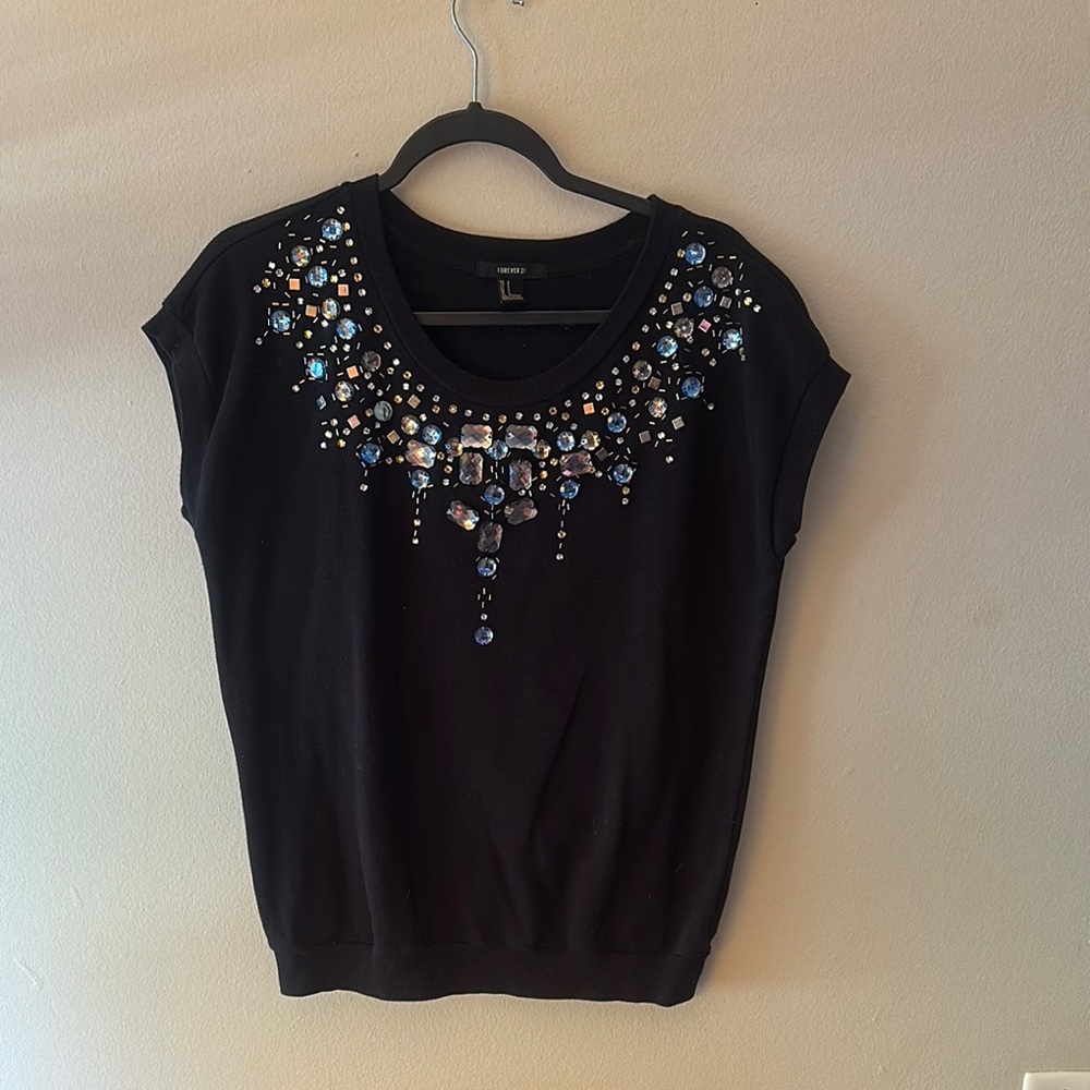 Forever 21 Black Embellished Blouse